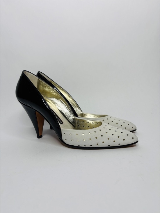 Walter Steiger Shoes - Walter Steiger Vintage Black and White Perforated Pointed-Toe Heels